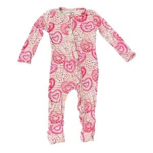Birdie Bean Pink Doughnut Hearts Valentine Kids Bodysuit Pajama Size 2T